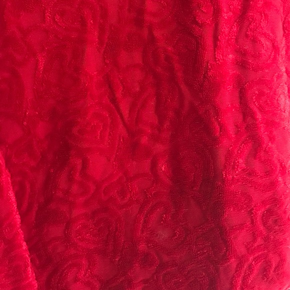 90s Red Valentine Velour Mini Dress - Picture 3 of 4